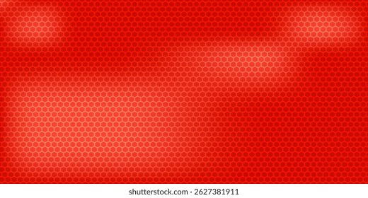 Abstract dark red geometric hexagonal mesh material header. Perforated metallic technology banner.