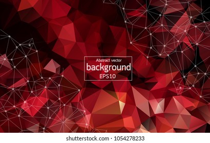 Abstract Dark red Geometric Polygonal background molecule and communication. Connected lines with dots. Concept of the science, chemistry, biology, medicine, technology.