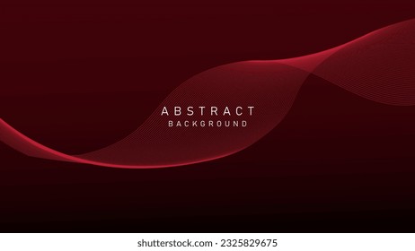 Abstract Dark red gradient background with flowing wave lines. Modern shiny moving lines design, for banner, poster, landing page. vector illustration