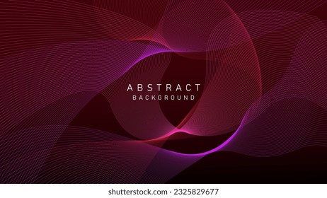 Abstract Dark red gradient background with flowing wave lines. Modern shiny moving lines design, for banner, poster, landing page. vector illustration