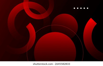 Abstract dark red gradient background - glowing geometric circles . Vector illustration eps10. Perfect for modern.