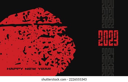 Abstract Dark and Red Grunge Background for New Year. 2023 Background with Scary Horror Theme