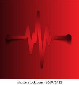 Abstract dark red heart beats cardiogram illustration. vector.