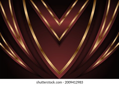 Abstract dark red and luxury gold down arrow metallic direction luxury overlap design modern futuristic background vector illustration.