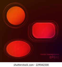Abstract dark red and orange background with circle and ellipse shapes. Vector illustration.