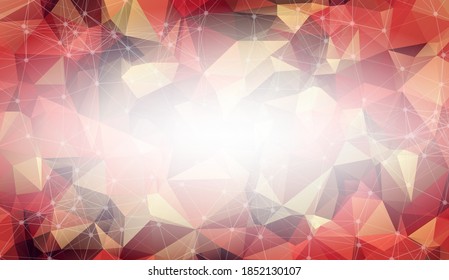 Abstract Dark red Polygonal Space Background with Connecting Dots and Lines.  Connection structure and science background. Futuristic HUD design.