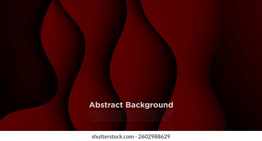 Abstract dark red wave realistic 3D background. Simple wave pattern design background. Eps10 vector