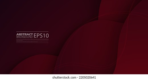 Resumen de fondo ondulado rojo oscuro con color degradado en el fondo. Vector Eps10