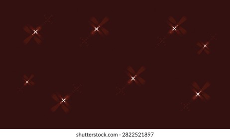   
Abstract dark reddish background with scattered glowing starburst light crosses luminous diagonal streaks atmospheric decorative vector illustration