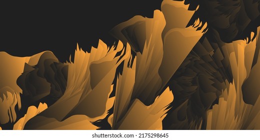 Abstract Dark Retro Style Geometric Background Design, Brown and Black 3D Protruding Edgy Shapes - Dark Digitally Generated Art, Template in Editable Vector Format