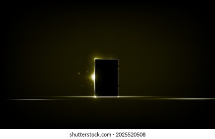 Abstract Dark Room Light Coming In Through an Open Door - New Possibilities, Hope, Overcome Problems, Solution Finding Concept