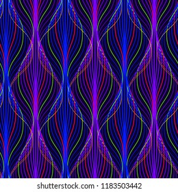 Abstract dark seamless pattern neon futuristic technology design background. Vector illustration.