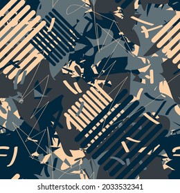 abstract dark seamless pattern.
Vector illustration for celebration, party, holiday, invitation and Your project.Modern Creative Style.Chaotic Decor. 