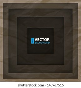 Abstract dark sepia rectangle grunge paper shapes background. RGB EPS 10 vector illustration