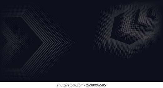Abstract dark space with glowing dots shape decoration. Modern graphic design element dotted line style concept for banners simple