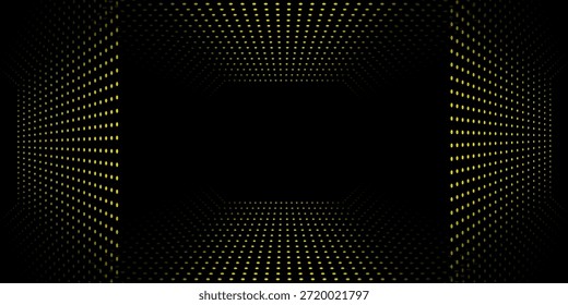 Abstractas espacio oscuro con puntos brillantes en forma de decoración. Elemento de Diseño gráfico moderno estilo de línea punteada Fondo de pantalla amarillo arte luz simple
