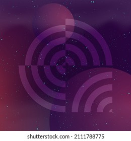 Abstract dark space with sparkles of stardust. Background with planets and abstract design element. An image for interior decoration.