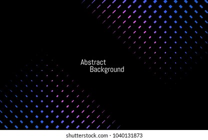 Abstract dark stylish background. Blue and purple backdrop. Color dotted lines on black background. Vector illustration.
