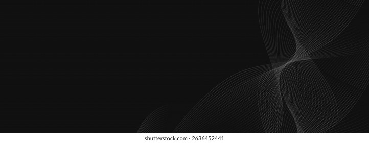 Abstract Dark Swirl: Elegant Wavy Lines on Black Background for Modern Design, Stylish Presentation, and Futuristic Wallpaper with Smooth Curves and Subtle Movement