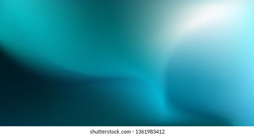 Abstract dark teal background with light wave. Blurred turquoise water backdrop. Vector illustration for your graphic design, banner, wallpaper or poster