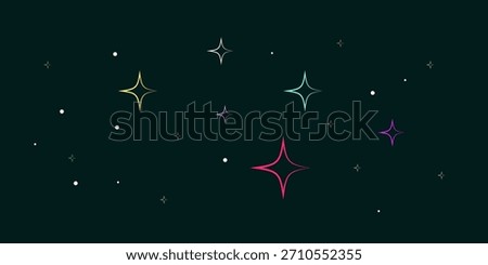 Abstract dark teal background with neon outlined four-pointed stars and scattered dots