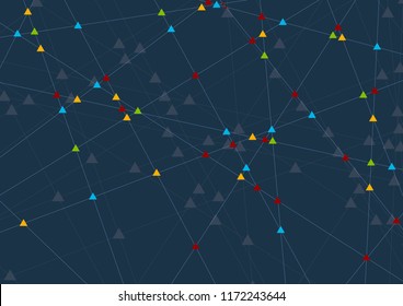 Resumen de la conexión de tecnología oscura futurista fondo poligonal. Diseño de vectores