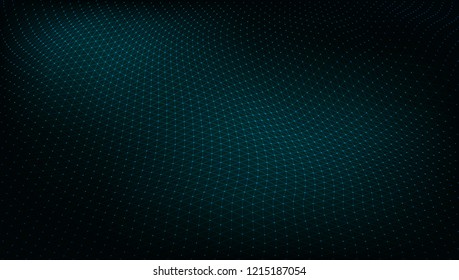 Abstract Dark Techno Low Poly Space. Dots And Lines. EPS10 Vector