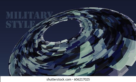 Abstract dark template of desktop wallpaper in military style with round shape. Vector graphic pattern