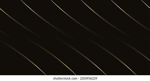 Abstract dark template with shiny lines. Geometric black background with gold curved stripes. Abstract Modern premium design with gold metal lines. Futuristic backdrop with glossy ribbons