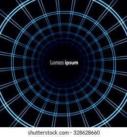 Abstract dark tiled background with a perspective circles. Vector illustration