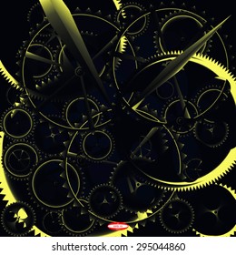 abstract dark time of business with clockwork isolated on technical background. vector illustration