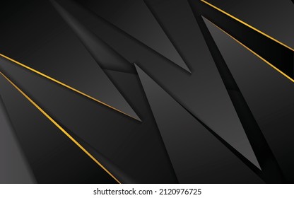 Abstract Dark Triangle With Line Gold Background