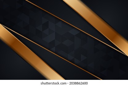 Abstract Dark Triangle Texture Background Combination With Line gold Element