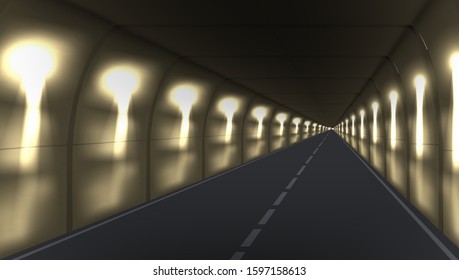 Abstract Dark Underground Road Tunnel. EPS10 Vector