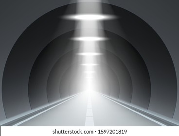 Abstract Dark Underground Road Tunnel. EPS10 Vector