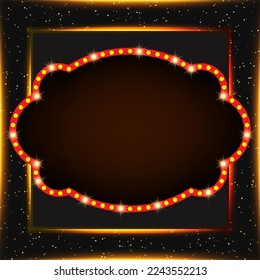 Abstract dark vector background illustration with sparkle dots and shining retro banner for design 