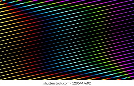 Abstract  dark vector background with oblique stripes of rainbow colors.