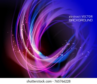 Abstract dark vector background. Stylish vector frame with glowing contrast fibers
