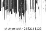 Abstract dark vertical streaks and splatters on a white background