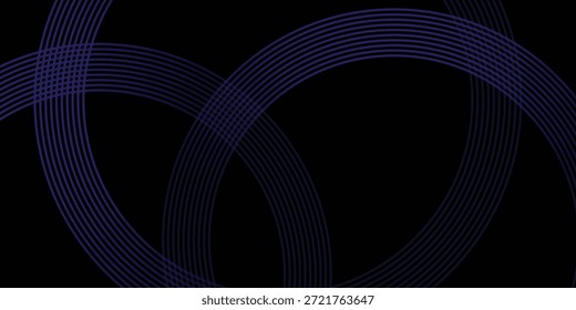 Abstrakte dunkle violett gekrümmte Linien auf schwarzem Cyber-Technologie-Hintergrund, Vektorgrafik.