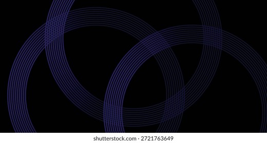 Abstract Dark Violet Curved Lines on Black Cyber Technology Background, Vector Illustration.