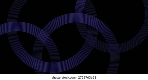Abstractas líneas curvas de violeta oscuro sobre fondo negro de Tecnología cibernética, Ilustración vectorial.