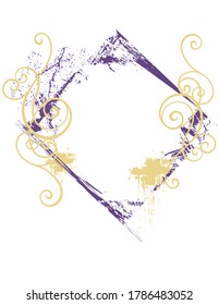 Resumen Violeta Oscura y Amarillo con un bello marco grueso Flúor Papel de escritorio Ilustración vectorial