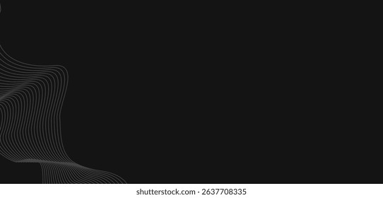 Abstract Dark Wave Background with Smooth Gray Lines and Curves for Modern Wallpapers and Digital Projects, Ideal for Technology and Design Templates