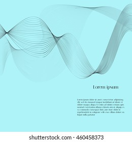Abstract dark waves on a soft blue background with example text