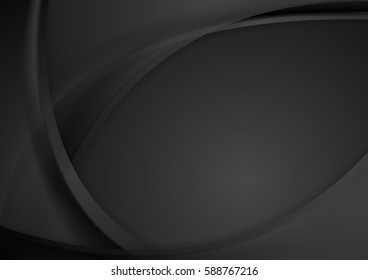 Abstract dark wavy corporate background. Vector black design