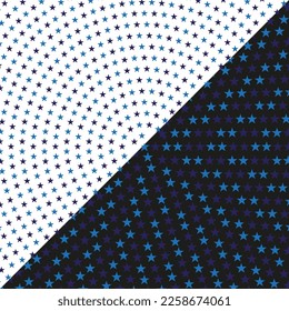 Resumen de fondo blanco y oscuro con estrellas de semitono azules, elemento de diseño