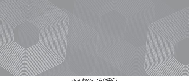 Abstract dark white background with glowing geometric lines. Modern shiny blue hexagon lines pattern. Technology futuristic concept. Suit for poster, banner, brochure, cover, flyer. Vector illustratio