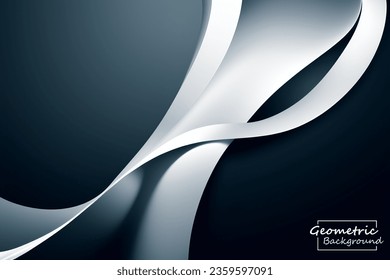 Abstract dark white geometric background. Dynamic shapes composition. Vector illustration.