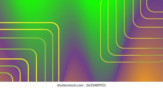Abstract dark yellow pink and green neon light gradient background.3d render illustration.